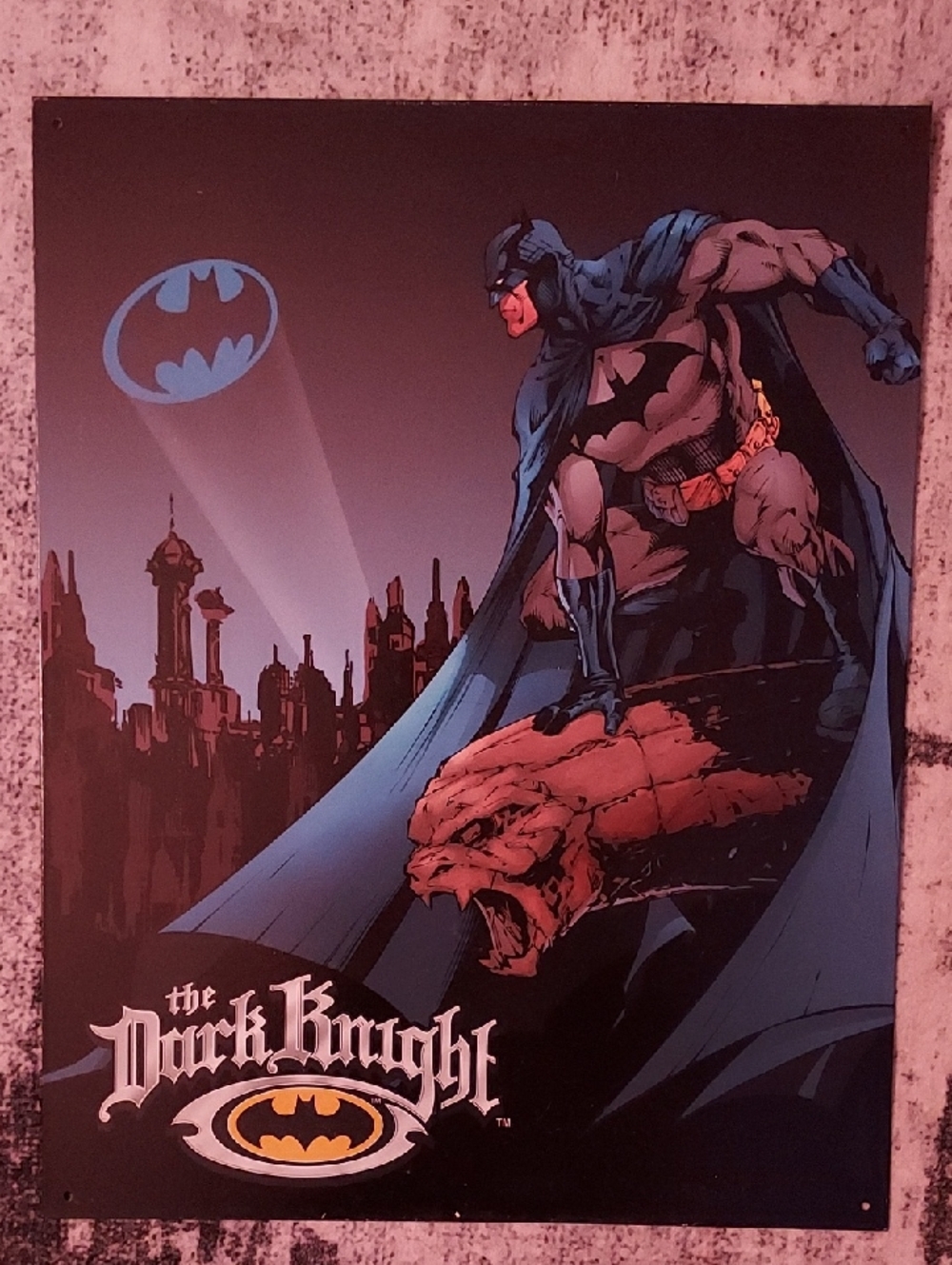 Batman 'The Dark Knight' Blue and Black Tin Wall Art Poster